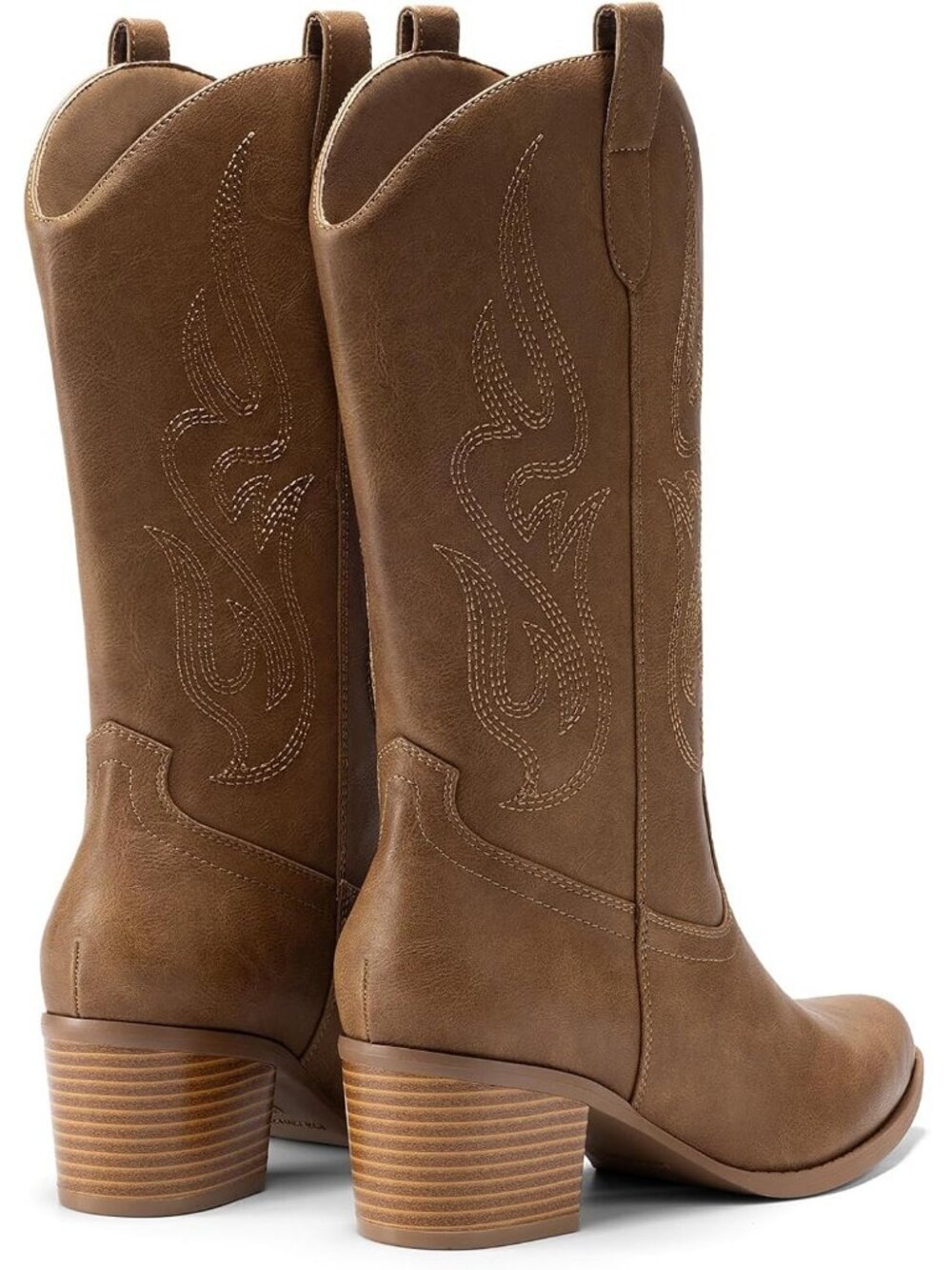 Women's Tan Thermoplastic Elastomers Square Toe Elegant Mid Calf Western Boot - Picture 6 of 6